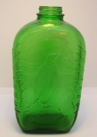 Owens - Illinois Hunter Glass Green Refrigerator Water Bottle Penguins
