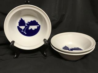 Vtg Noritake Fruitful Primastone Soup Cereal Bowls Set Of 3 Blue Mid Century Mod