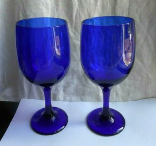 2 Vintage 7 " Libbey Cobalt Blue Wine Glasses