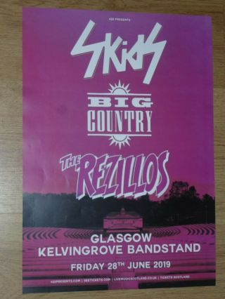 Skids,  Big Country,  The Rezillos Glasgow June 2019 Show Concert Gig Poster
