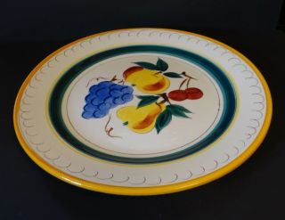 Vintage Stangl Terra Rose Brown Trim Fruit 12” Chop Plate Round Platter
