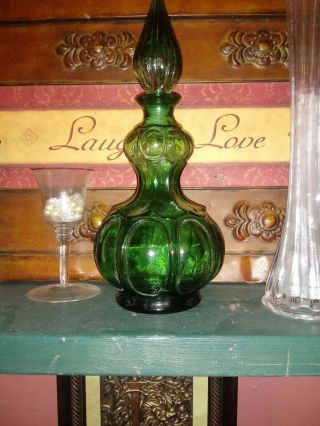 Vintage Emerald Green Glassware Wine Bottle