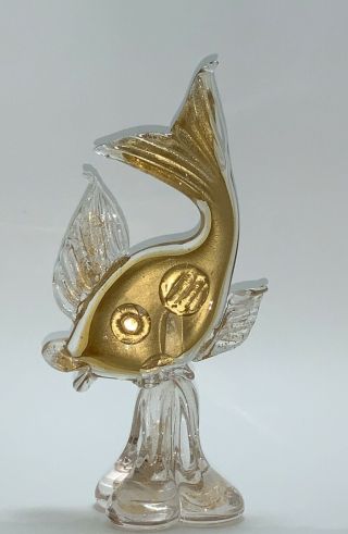 Murano Art Glass Gold Leaf Fleck Koi Fish Sommereso Statue Figurine Sculpture