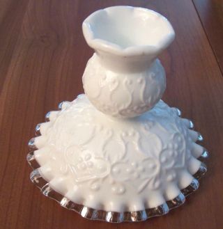 Fenton White With Silvercrest Spanish Lace Brides Candle Holder Multiples Avail