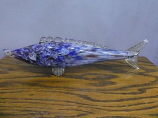 Vintage Collectable Murano Multi Coloured Spattef Pattern Art Glass Fish.