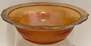 Antique Federal Carnival Glass 8.  5 " Normandie Marigold Orange Salad Dinner Bowl