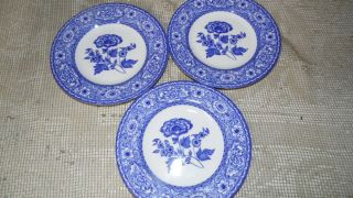 Queens By Churchill Rosemont Blue Fine Earthenware Dessert Plates Set Of 3