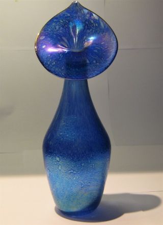 Heron Glass Vase Irredescent Jack In The Pulpit Vase Green Purple Blue