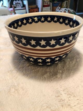 Polish Pottery Stars And Stripes 8 Inch Serving Bowl