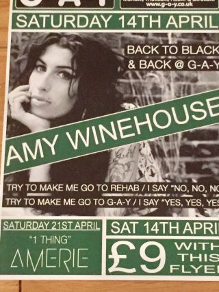 Amy Winehouse G - A - Y Heaven Promo Flyer - Back To Black