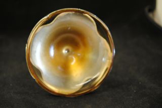 Farber Bros GLASS Candy Dish Chrome Amber Glass Insert Art Deco 2