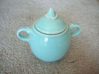 LURAY PASTELS Vintage SPRUCE GREEN INDIVIDUAL MINI SUGAR BOWL WITH LID - TS&T 2