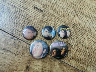George Michael / Wham 5 Vintage Metal Button Pin Badges