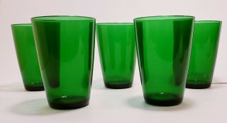 Vintage Anchor Hocking Emerald Green Juice Glasses Set Of 5
