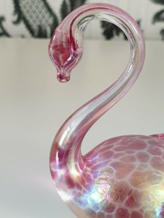 Stunning pink iridescent Heron glass swan 5