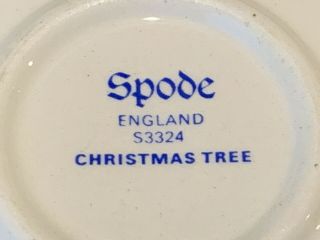 Spode Christmas Tree Butter Pat Pair and Pepper Shaker S3324 England Green Rim 5