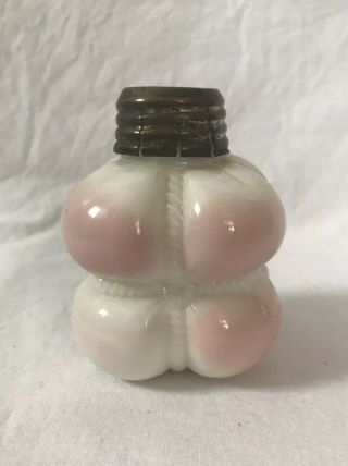 Antique Eapg Consolidated Lamp Glass Pink Cotton Bale Salt Pepper Shaker Rare