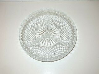 Gorgeous Vintage Pressed Glass Relish Dish Round Divided Trinket Tray