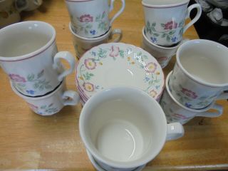 Set Of 10 Churchill " Briar Rose " Cups And Saucers - Made In England