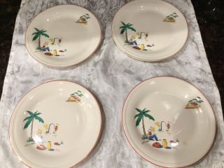 4 Vintage Edwin M.  Knowles China Co.  Union Made Plates Saucers In U.  S.  A.  38 - 4 7”