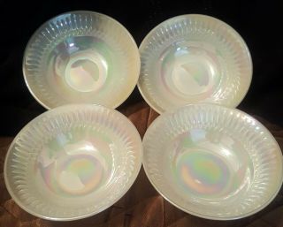 4 Federal Glass Moonglow Bowls Iridescent