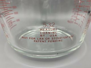 Vtg Pyrex Glass 4 Cup 1 Quart & Metric Measuring Cup 532 Open Handle Red Letters 2