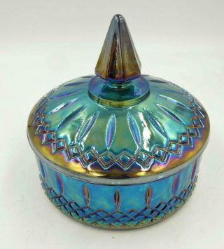 Indiana Glass Co.  Mid - Century Carnival Glass Candy Dish With Pointed Lid