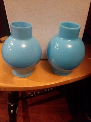 Vintage Blue Milk Glass Hurricane Lamp Shades