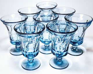 Set Of 8 - Fostoria Jamestown Blue Tea Glasses - Vintage -