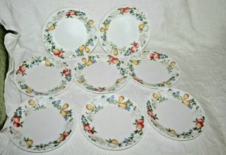 Corelle Chutney Dessert Salad Plates 7 1/8 " Set Of 8 Fruit Floral White Swirl