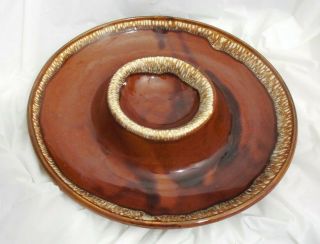 Vintage Mccoy Pottery Kathy Kale Chip And Dip Serving Platter Bowl Brown 11 - 3/4 "