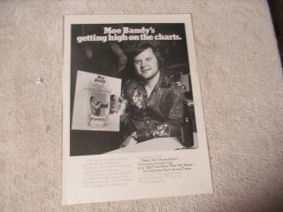 Giant 9 7/8 - 13 3/8 " Moe Bandy Here I Am Drunk Again 1976 Magizine Ad Flyer