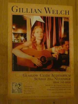 Gillian Welch Live Music Memorabilia - Glasgow Nov.  2011 Tour Concert Gig Poster