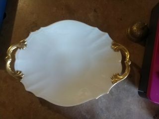 Vintage Lenox Valencia 16x12 Oval Serving Platter Gold Stamp Usa.  Hand Decorated