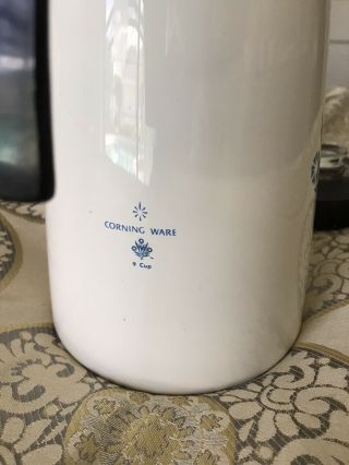 Vintage Corning Ware Blue Cornflower 9 Cup Stove Top Percolator Coffee Pot 2