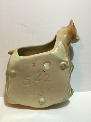 Vintage Pottery Brown Boxer Dog Wall Pocket 542 USA 2