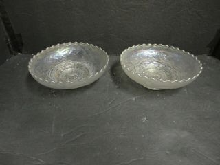 2 Dugan Persian Garden White Carnival Glass Ice Cream Shape 6 " Bowls