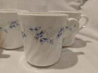 Corning Corelle Swirl Coffee Cups Mugs Set Of 4 Blue Fleur Delicate Blue Flowers
