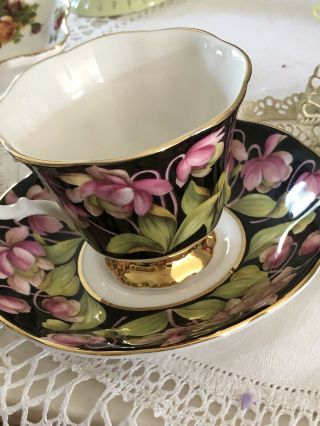 Royal Albert Provincial Series Pink Black Chintz Tea Cup & Saucer