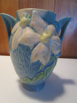 Vintage Roseville Pottery Clematis Double Handled Vase 102 - 6 "