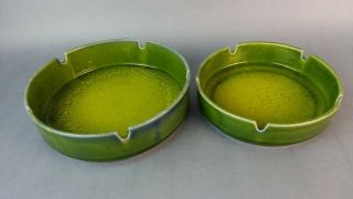Mid Century Modern 2pc Nesting Ashtrays Lime Green Hoenig Of California Pottery
