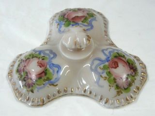 Cambridge Crown Tuscan Hand Painted W/ Roses 3 Part Candy Dish Lid Only