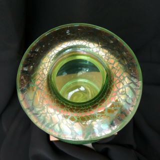 Iridescent Italian? Green Crackle Studio Art Glass Vase Large Polished Pontil