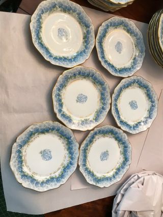 Vintage Limoges Wm.  Guerin Blue Rose Gold Trim Salad/dessert Plates 6