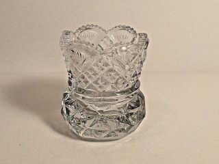 Vtg.  Westmoreland Glass Clear Crystal Fan & File Pattern Toothpick Holder