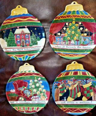 Susan Winget 4 Ornament Dessert Plates A Christmas Story Twas The Night Before
