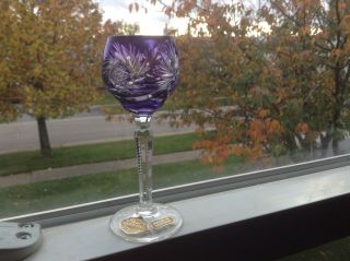 1 German Echt Bleikristall Bohemian Wine/Cordial Amethyst Glass Crystal 2