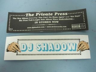 Dj Shadow 2002 Private Press Promotional Sticker Flawless Old Stock