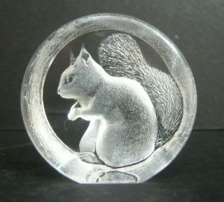 Small Mats Jonasson " Squirrel " Crystal Glass Paperweight