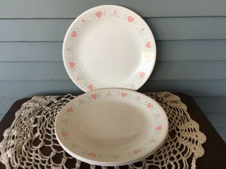 Set Of 4 Vintage Corelle By Corning Forever Yours Hearts Dinner Plates 10 1/4 "